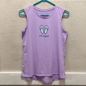 Life is Good Purple Tank with Flip Flops NWOT XS